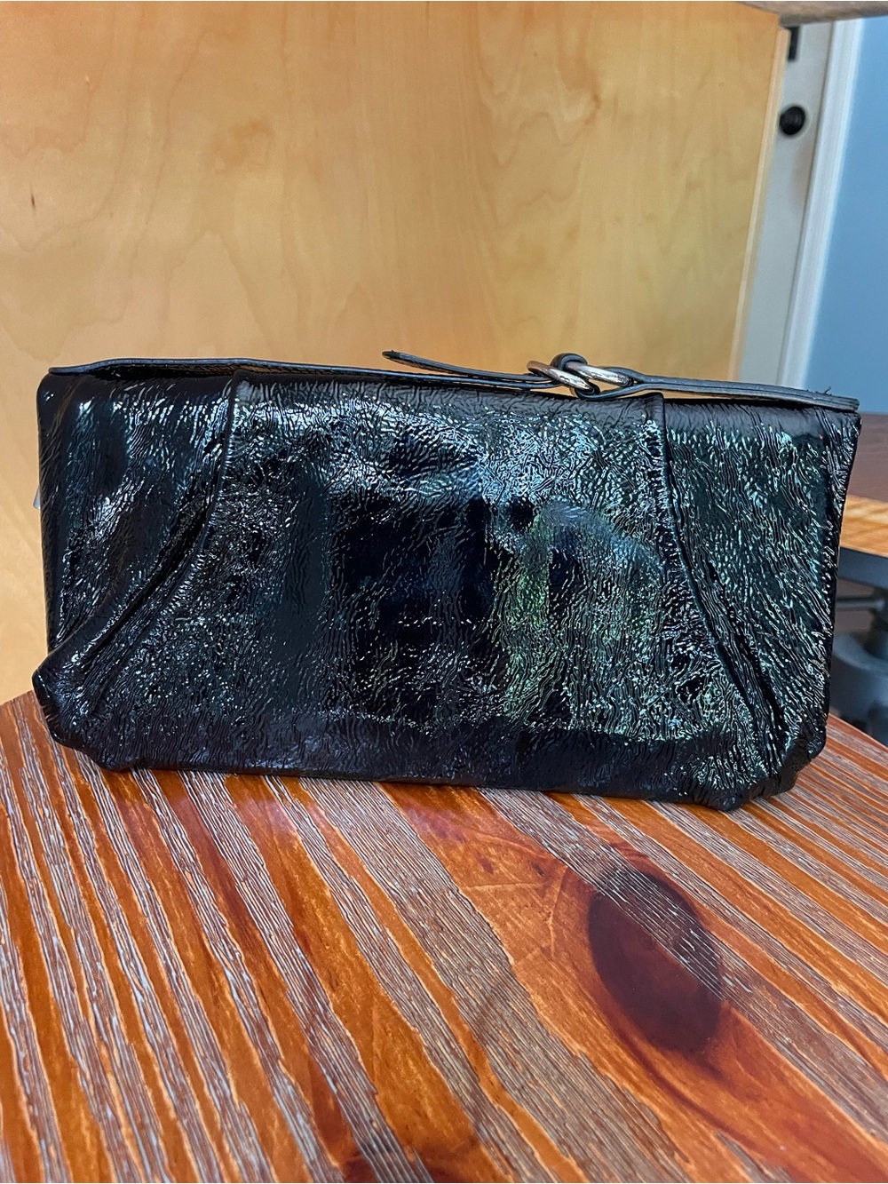 HOBO Black Patent Leather Wristlet Clutch